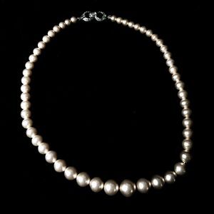 Vintage Silver Crown Trifari Graduated Pearl Rhinestone Deco Clasp Necklace 16"
